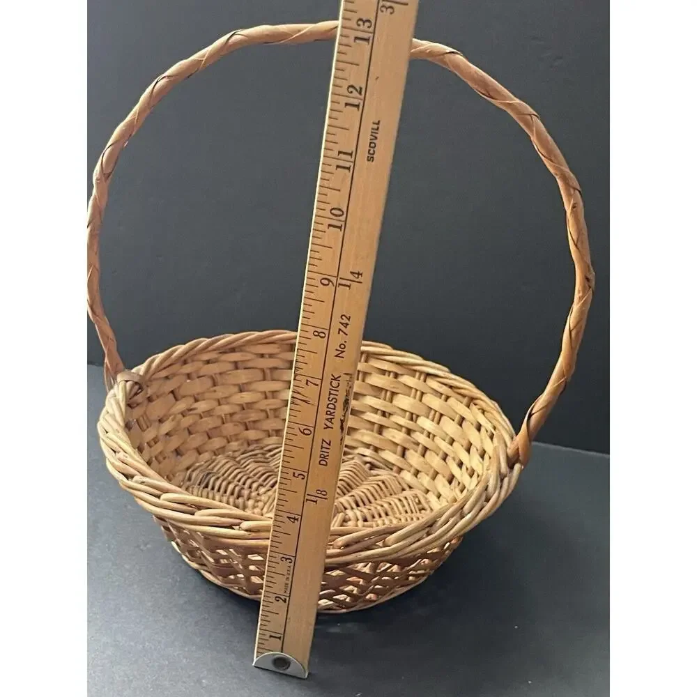 Vintage Garden Trug Handle Basket Rustic Twig Wood Farmhouse Gathering Cottage